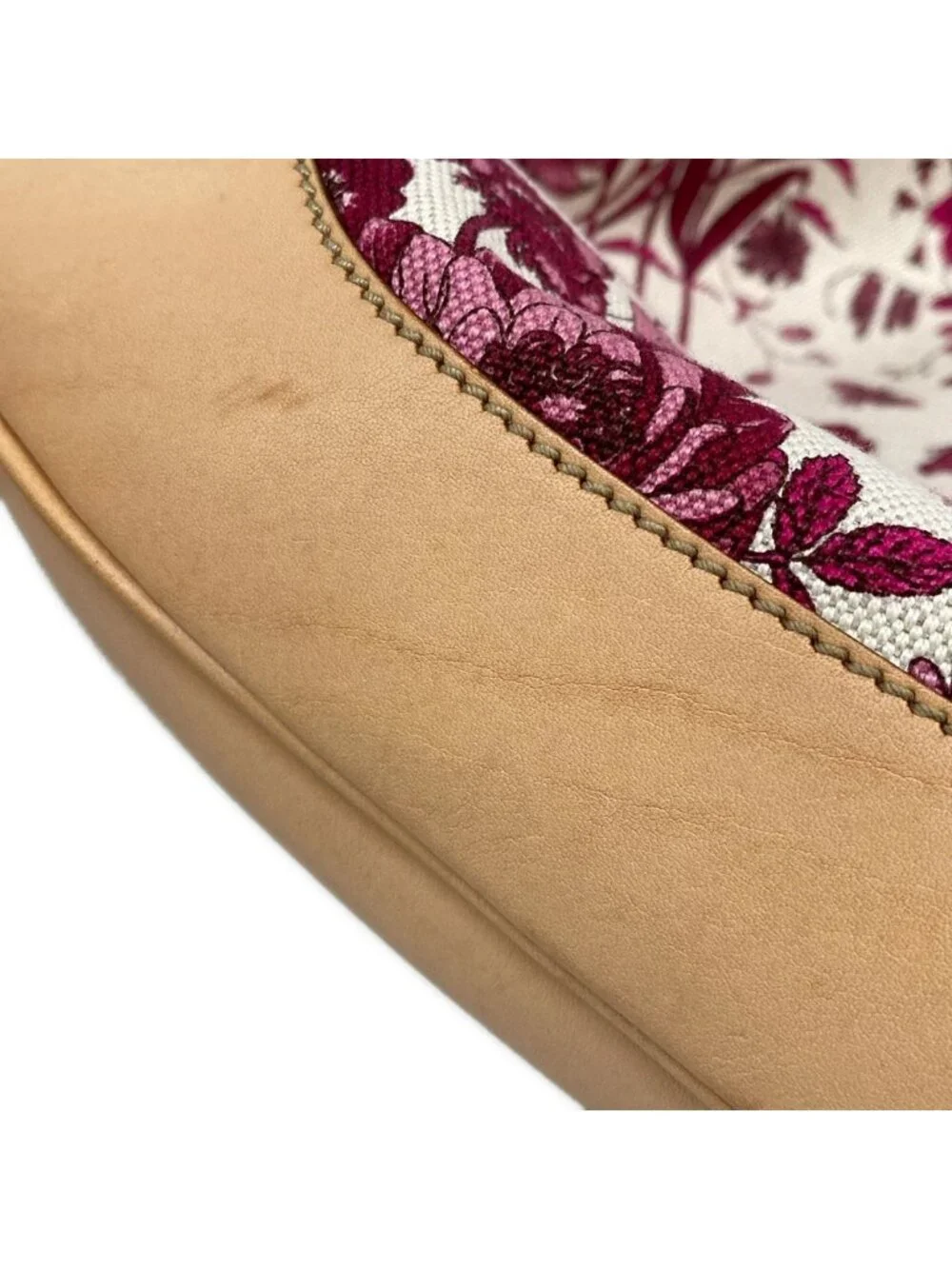 Gucci Handbag Flora Bamboo Bordeaux Ivory Beige Leather - Picture 13 of 15